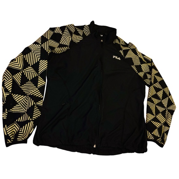 FILA✨$4 When bundled✨performance reflective green/gold Geometric print Jacket ✨ - Picture 2 of 6